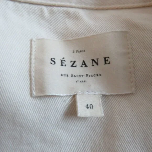 SEZANE Jeanette Denim Midi Belted Dress Molted Ecru Cream - Size EU 40 / US 8 - Picture 15 of 16